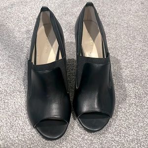 Black Calvin Klein open toe heels